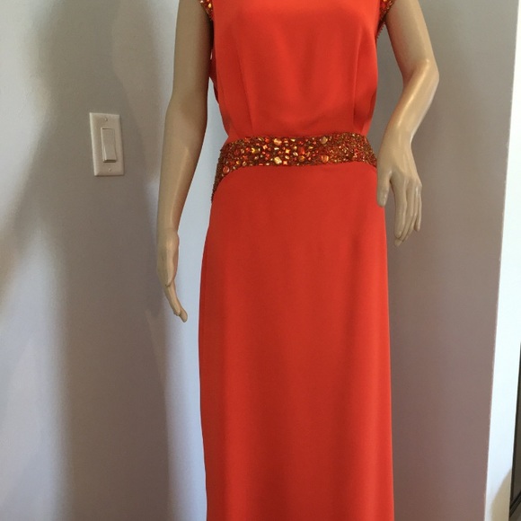 Pamela Rolland Embellished Cowl Back Evening Gown - Picture 6 of 7